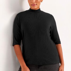Ribbet top med turtleneck