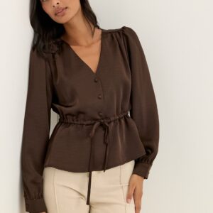 Satin Puff Sleeve Blouse