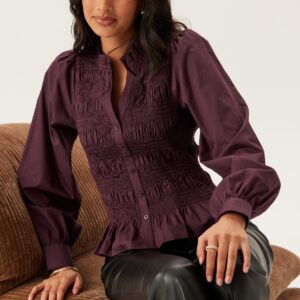 V-neck Cotton Smock Blouse