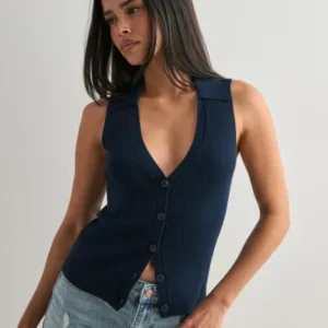 Vero Moda - Blå - Vmwillow Sl V-Neck Polo Top