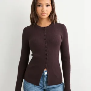 Vero Moda - Brun - Awukino Ls O-Neck Knit Cardigan
