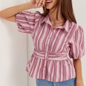 Waist Detail Cotton Blouse