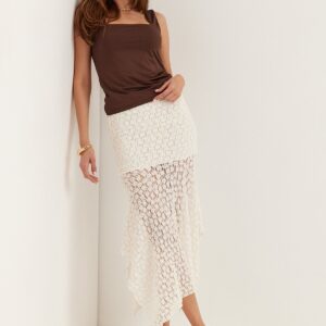 Waterfall Asymmetric Lace Skirt