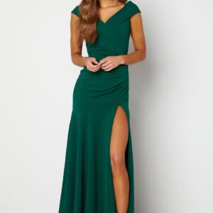 Bardot Pleat Maxi Split Dress