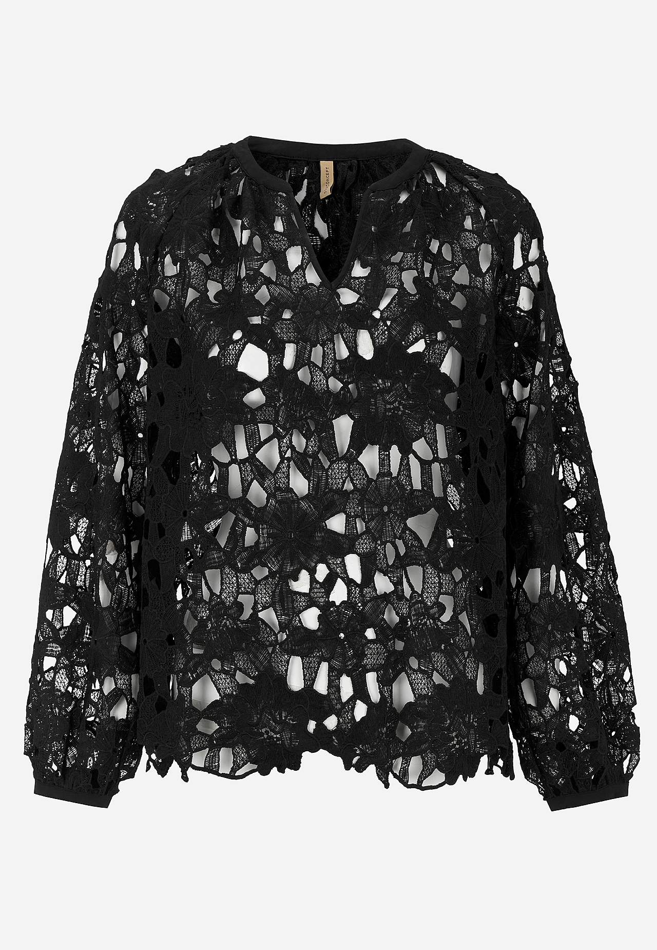 Blondebluse med et blomstermønster Blondebluse med et blomstermønster