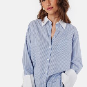 Contrast Collar Striped Shirt