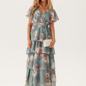 Floral Flutter Tiered Maxi Dress