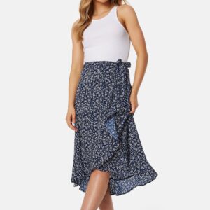 Flounce Midi Wrap Skirt