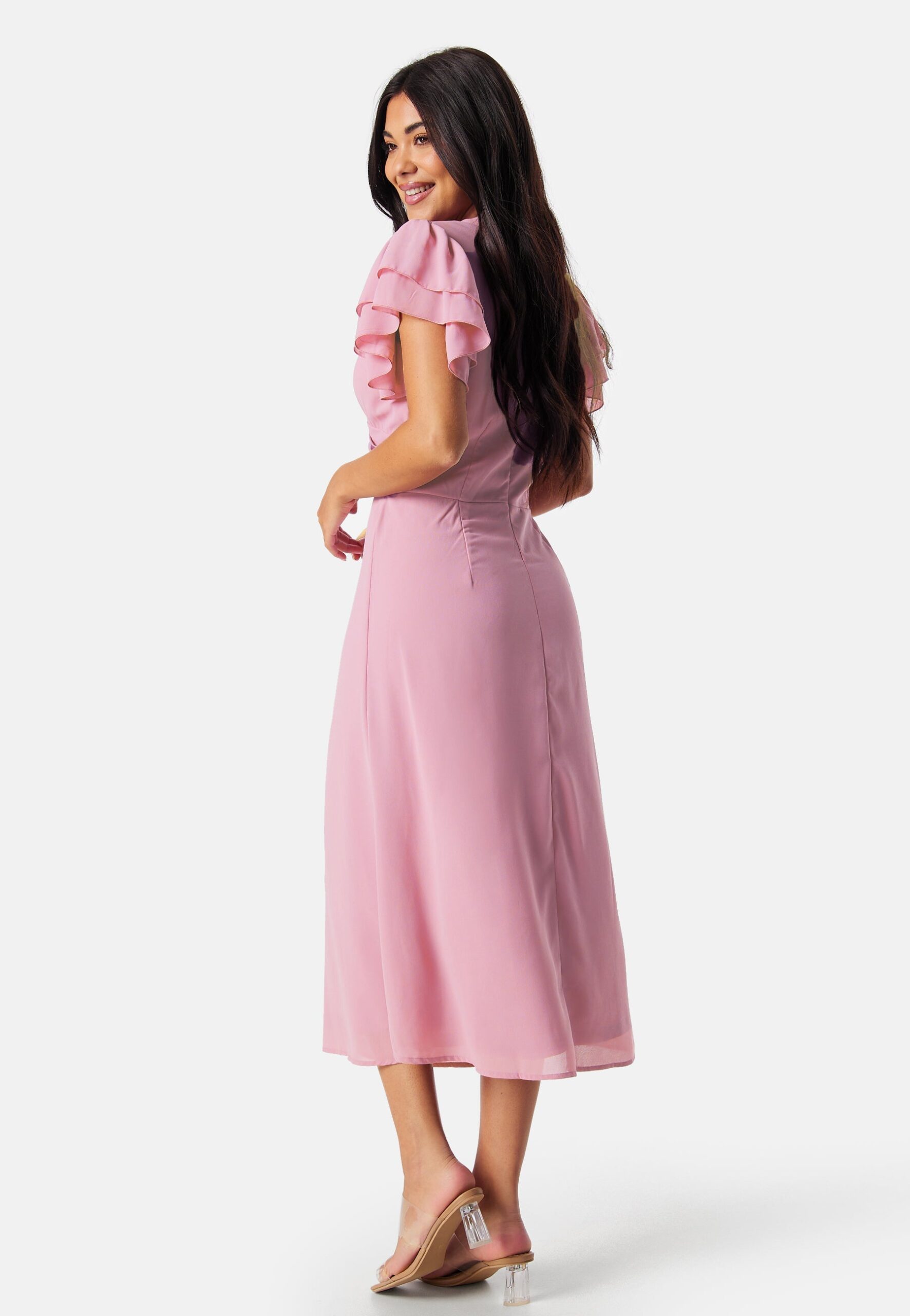 Flounce Sleeve Chiffon Dress Flounce Sleeve Chiffon Dress