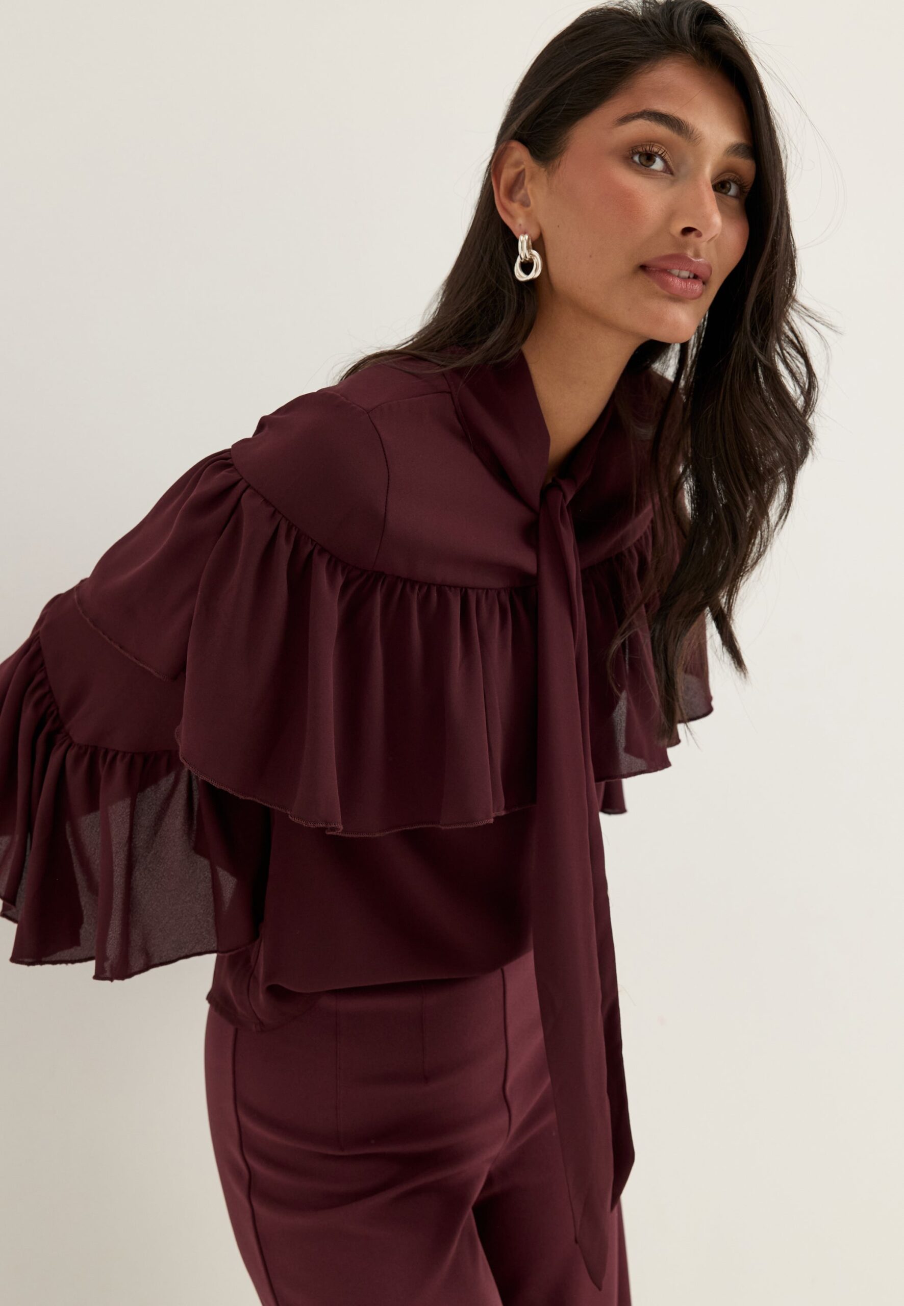 Flounce Tie Blouse Flounce Tie Blouse