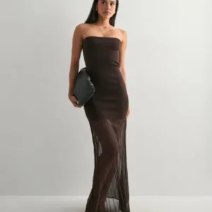 Malina - Brun - Isola Drop Waist Sheer Knitted dress