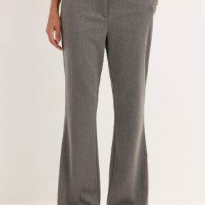 Mid Waist Flared Suit Trousers