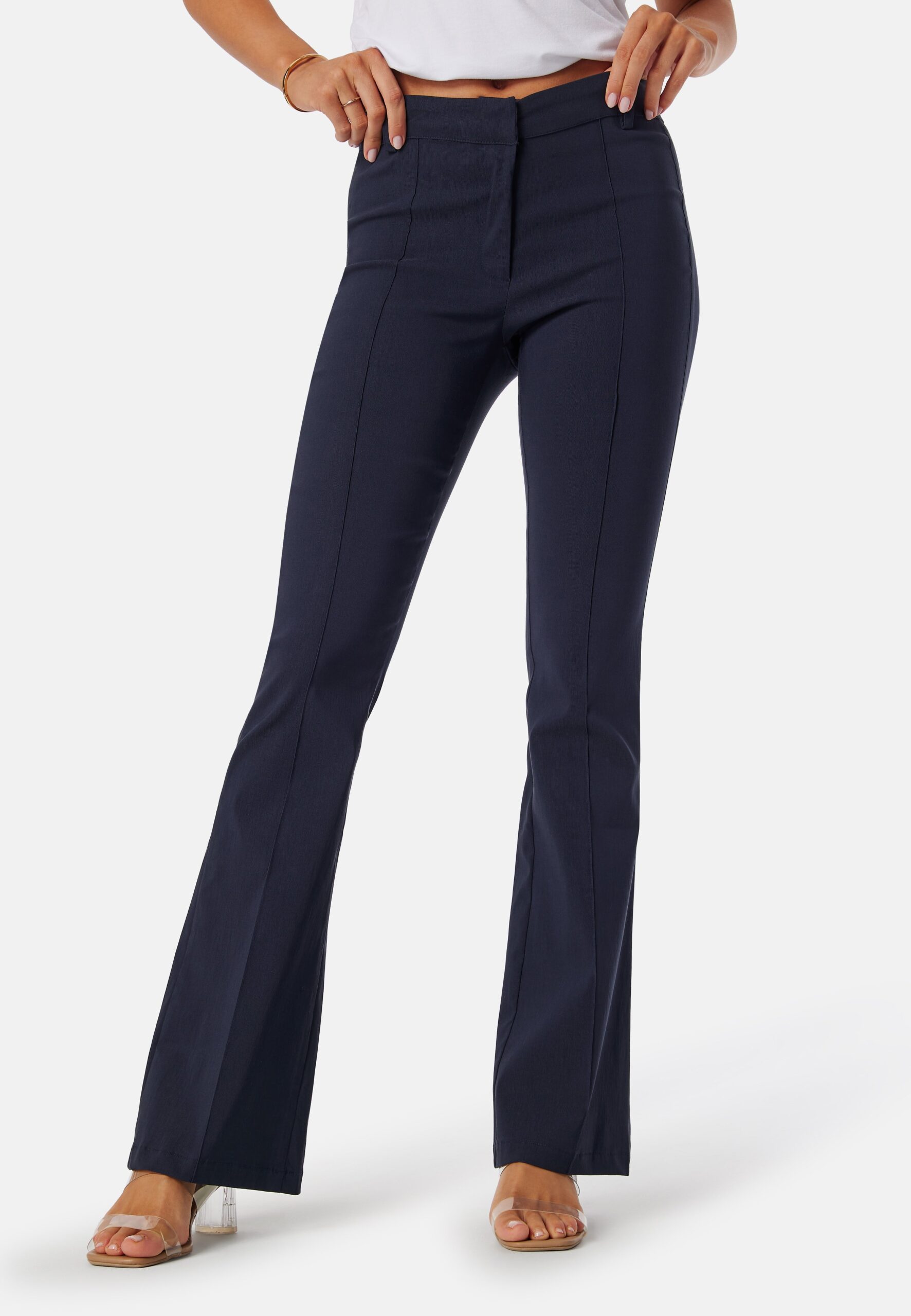 Mid Waist Stretchy Flared Trousers Mid Waist Stretchy Flared Trousers