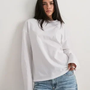 Nelly - Hvid - Relaxed Long Sleeve Top