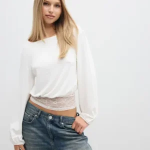 Nelly - Hvid - Waist Focus Lace Top