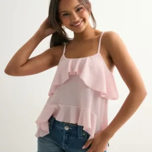 Nelly - Pink - Cute Flounce Strap Top