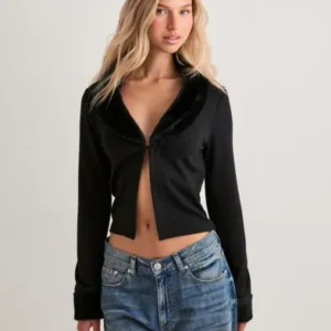 Nelly - Sort - Stunning Fur Cardigan