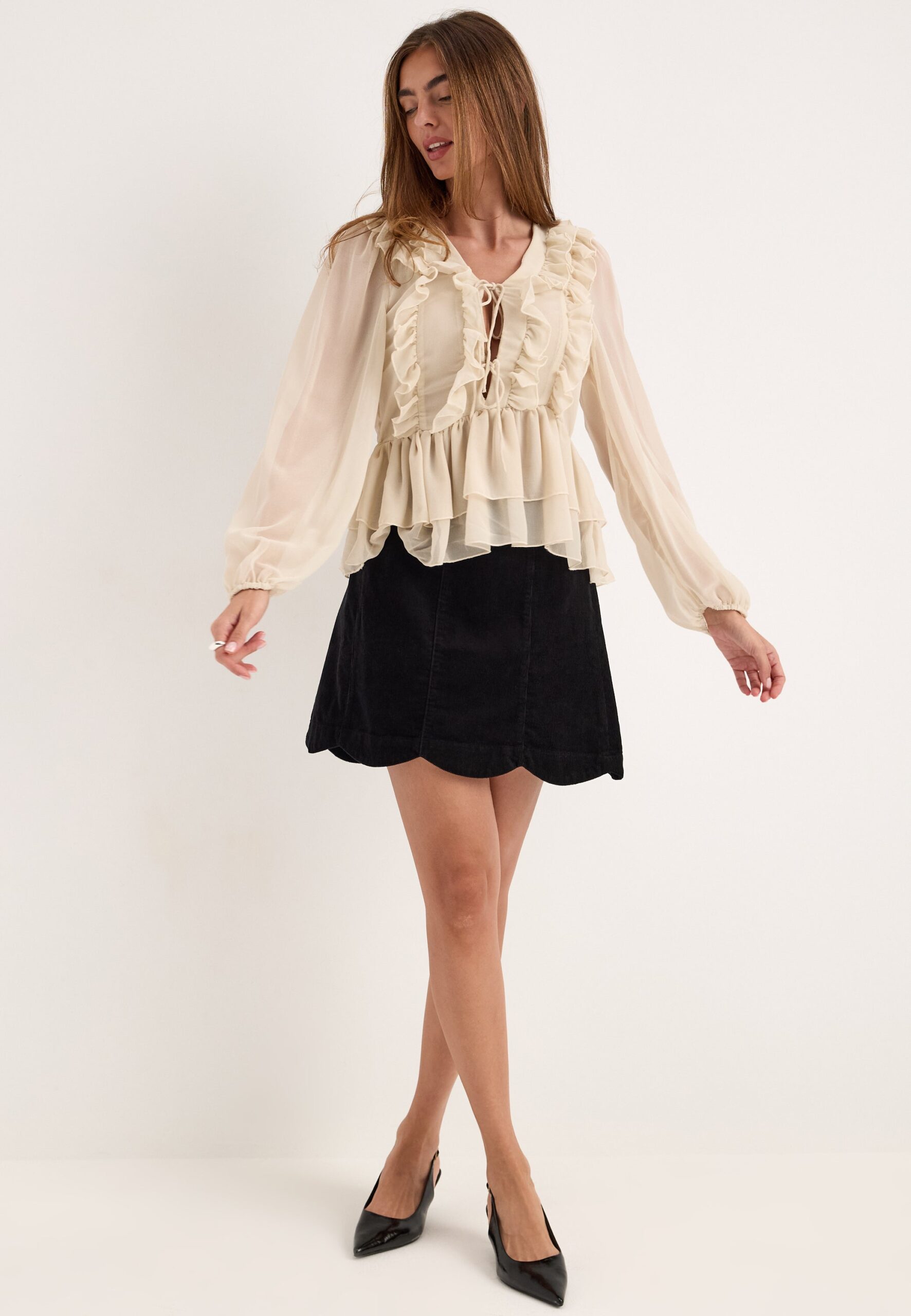 Onlseitre L/S FRILL TOP CC WVN Onlseitre L/S FRILL TOP CC WVN