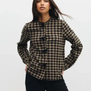 Only - Sort - Onlfrida Check Bow Detail Shirt Wvn