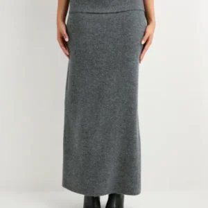 Pieces - Grå - Pcjiko Mw Folddown Ankel Knit Skirt