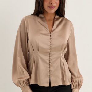 Pleated Satin Blouse