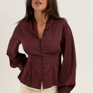 Pleated Satin Blouse