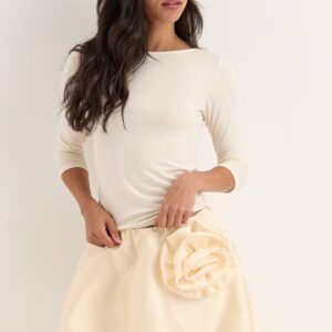 Rose Bubble-Hem Satin Mini Skirt/Top