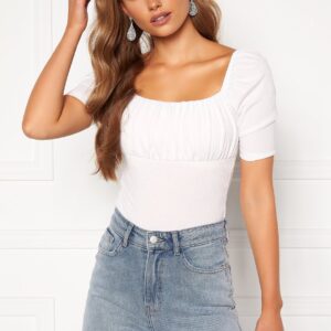 Rushed Square Neck Short Sleeve Top