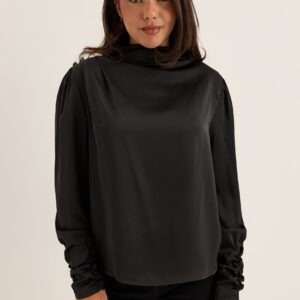 Satin Button Detail Blouse