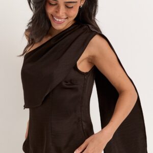 Satin One Shoulder Blouse