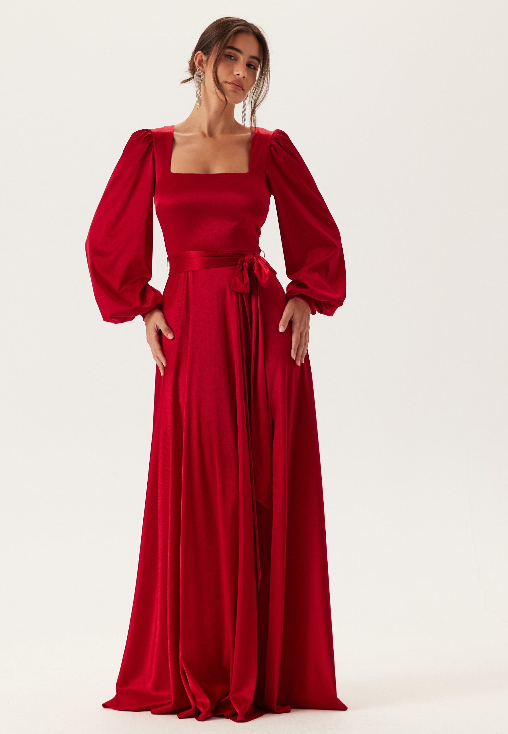 Satin Volume Sleeve Maxi Dress Satin Volume Sleeve Maxi Dress
