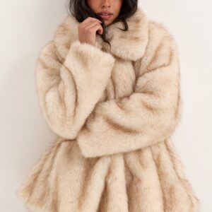 Short Peplum Faux Fur Coat