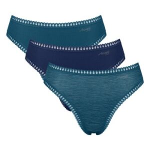 Sloggi Trusser 3P GO Crush High Leg Briefs Marine/Blå bomuld Small Dame