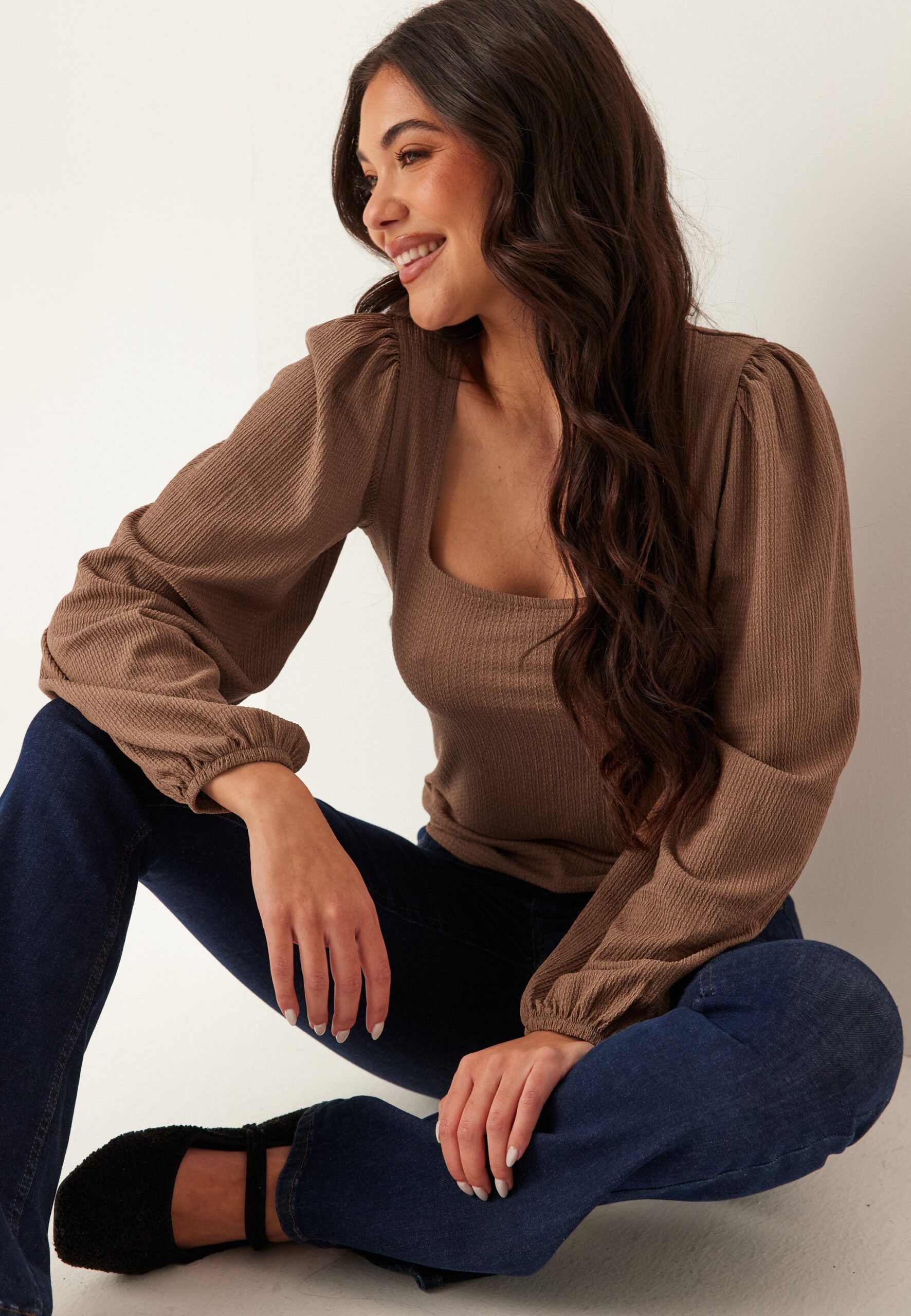 Square Neck Balloon Sleeve Top Square Neck Balloon Sleeve Top