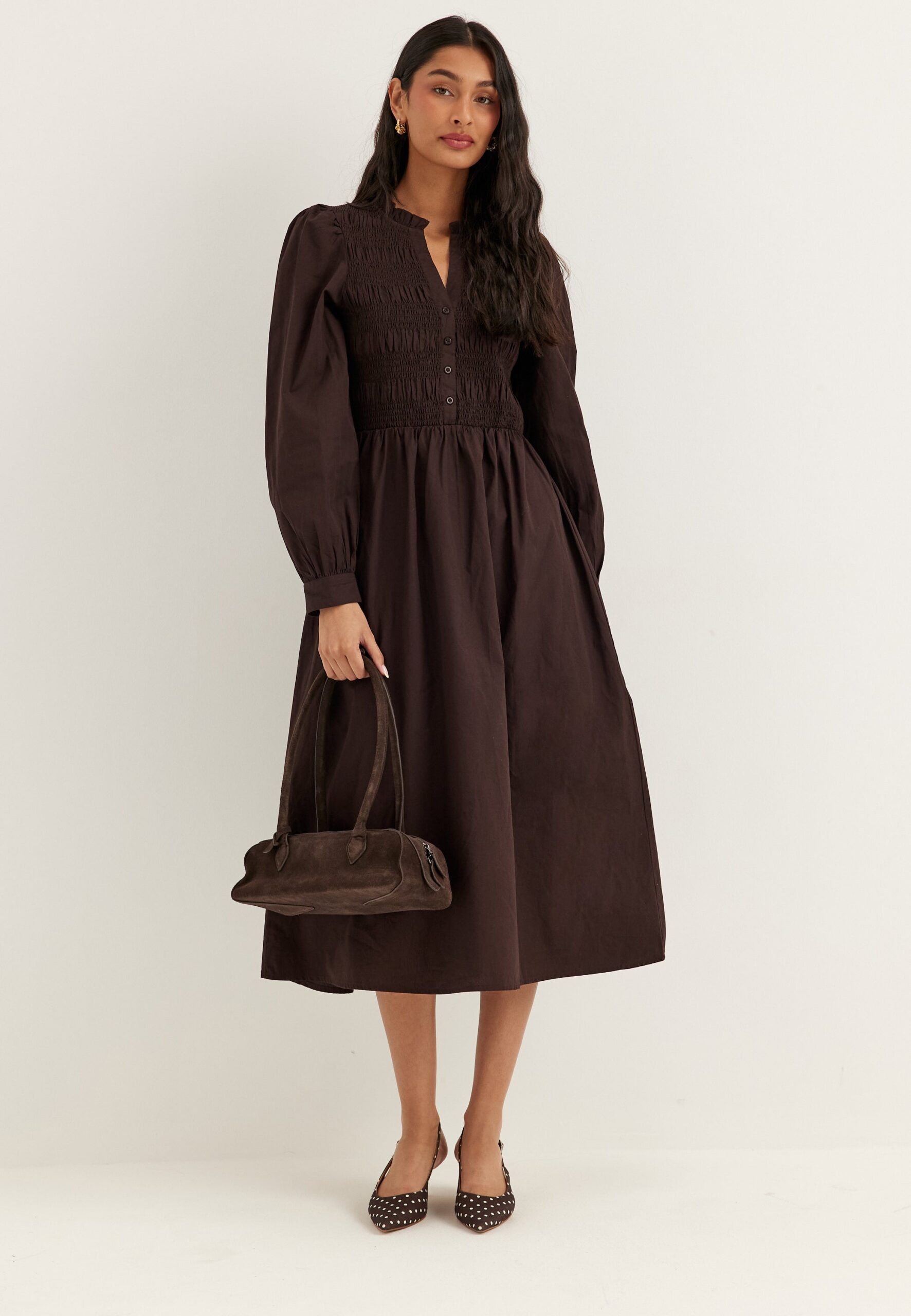 V-neck Cotton Smock Dress V-neck Cotton Smock Dress