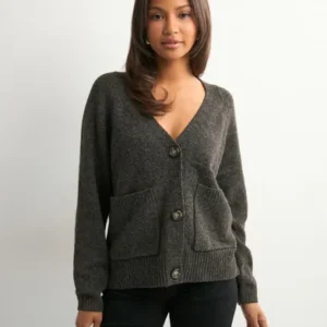 Vero Moda - Brun - Vmboom Ls V-Neck Button Cardigan Ga
