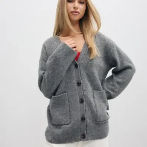 Vero Moda - Grå - Awcatalina Ls V-Neck Knit Cardigan