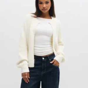Vero Moda - Hvid - Vmberry Ls O-Neck Tie Cardigan Noos