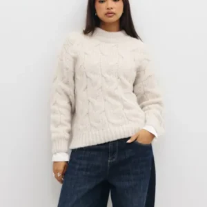 Vero Moda - Hvid - Vmmaybe Ls High Neck Cable Pullover