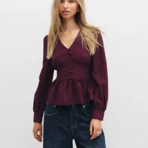 Vero Moda - Rød - Vmaugusta Ls Button Top Wvn