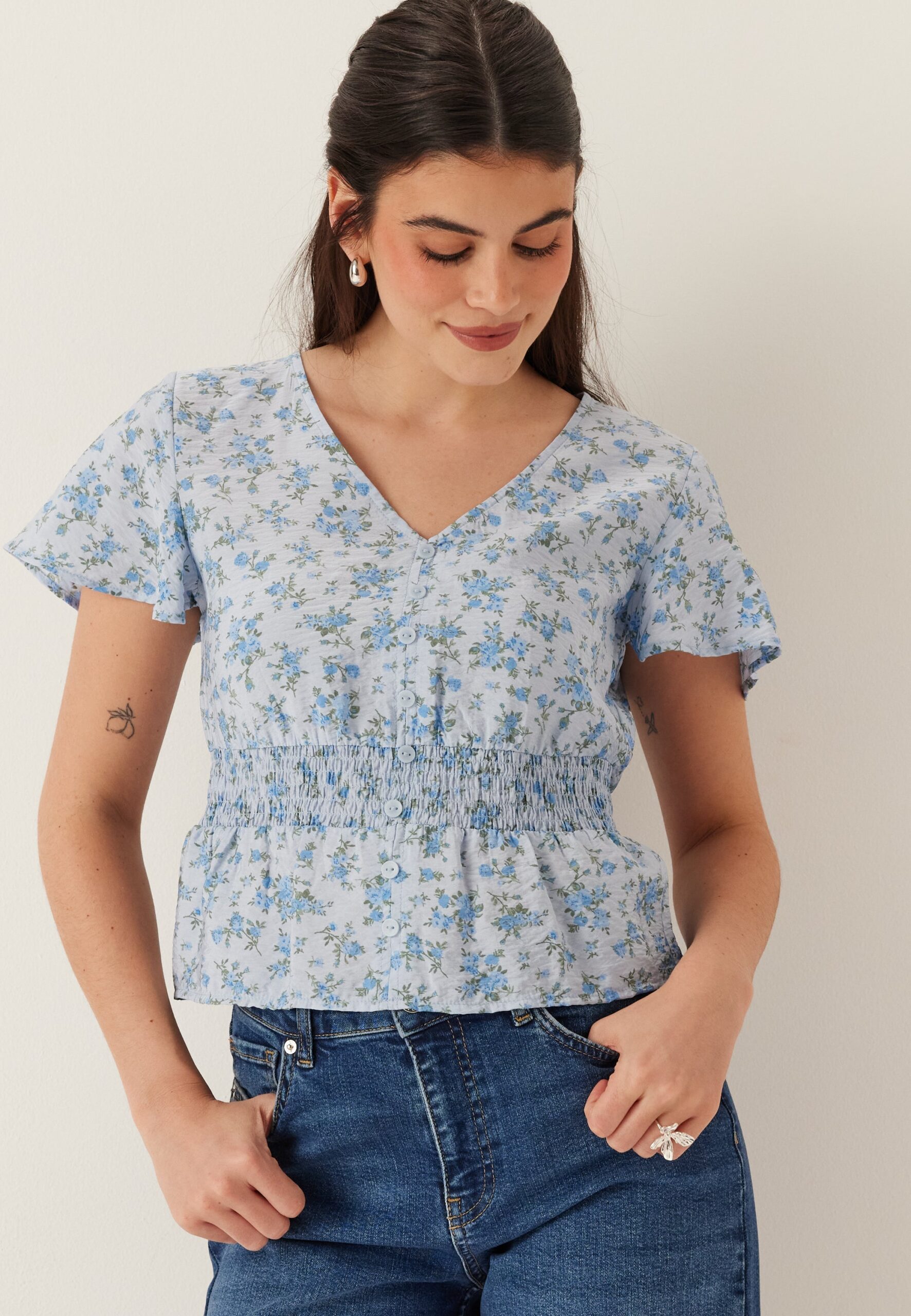 Vmjosie Ss V-neck Short Smock Top Vmjosie Ss V-neck Short Smock Top
