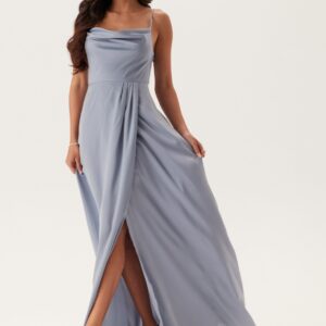 Waterfall Slit Satin Gown