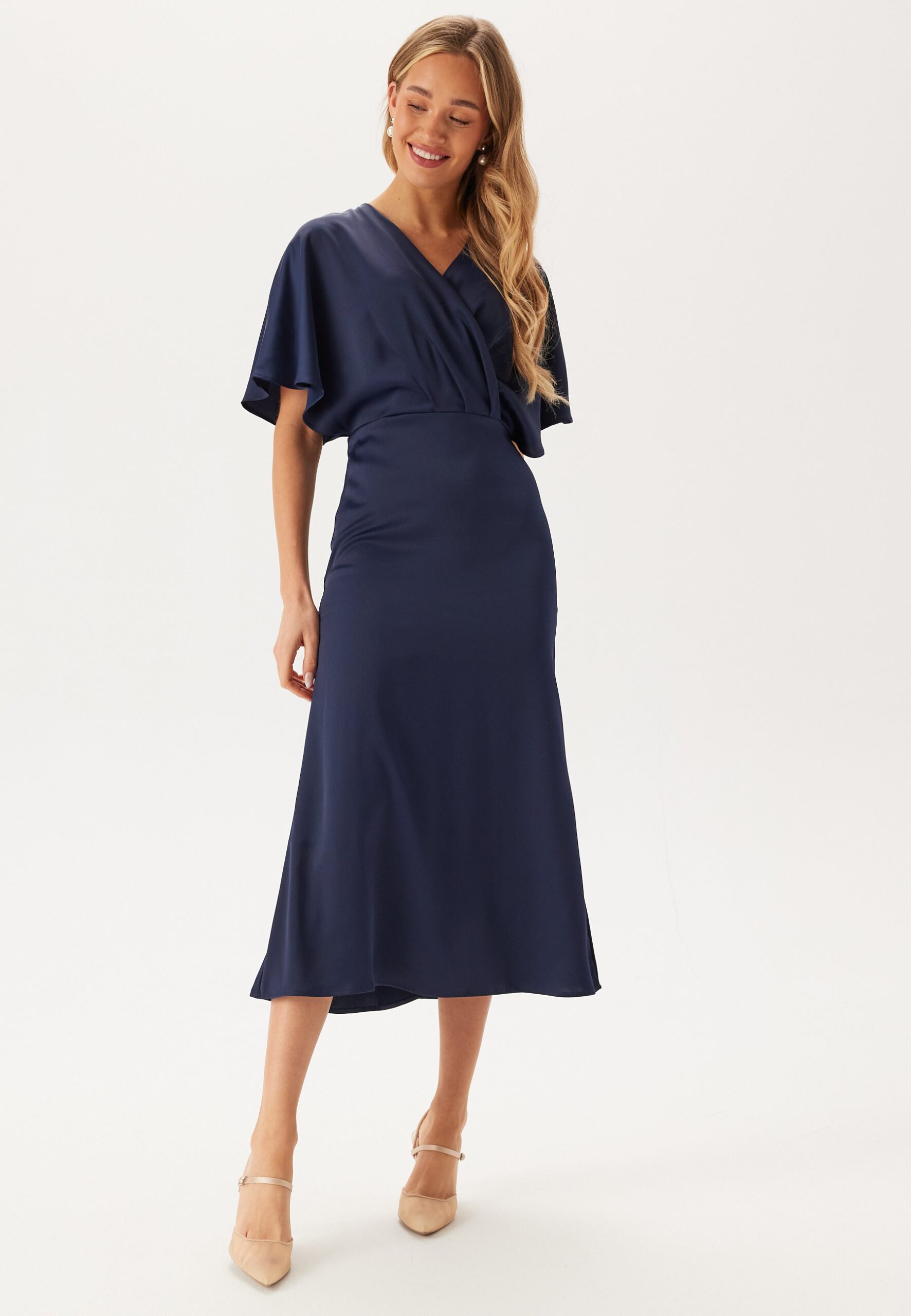 Wrap Satin Midi Dress Wrap Satin Midi Dress