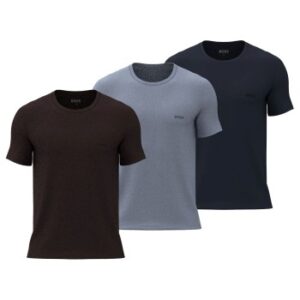 BOSS 3P Classic Regular Fit Crew Neck T-Shirt Blå/Brun bomuld Medium Herre