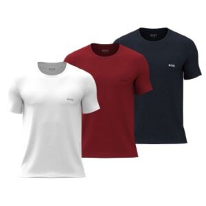 BOSS 3P Classic Regular Fit Crew Neck T-Shirt Rød/Blå bomuld Medium Herre