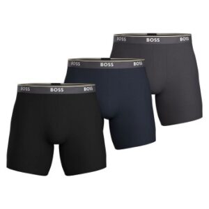 BOSS 3P Power Boxer Brief Long Grå/Blå bomuld Medium Herre