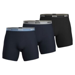 BOSS 3P Power Boxer Brief Long Sort/Blå bomuld Small Herre