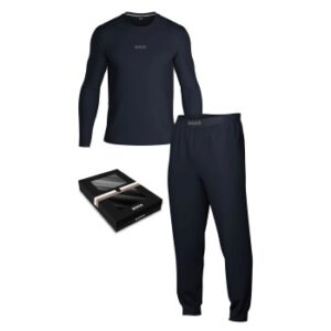 BOSS Xmas Long Pyjama Set Mørkblå bomuld Medium Herre