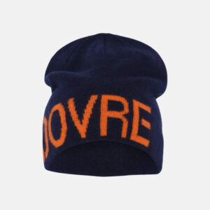 Beanie | 100% uld | Navy/orange