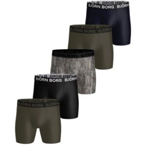 Björn Borg 5P Sports Microfiber Boxer Trunks Grøn/Brun polyester Medium Herre